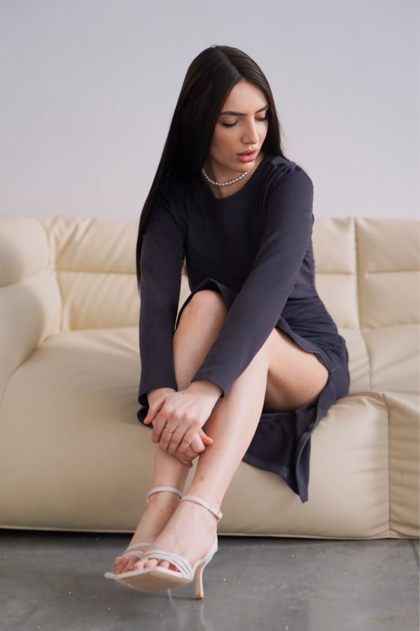 Платье Forza с разрезом на молнии графит