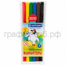 Фломастеры 6цв.Centropen Washable смываемые 7 7790 0685