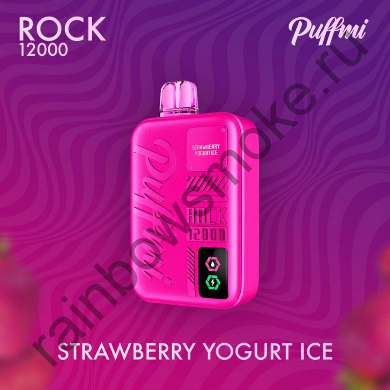 Электронная сигарета Puffmi Rock 12000 - Strawberry Yogurt Ice (Клубничный Йогуртовый Лед)