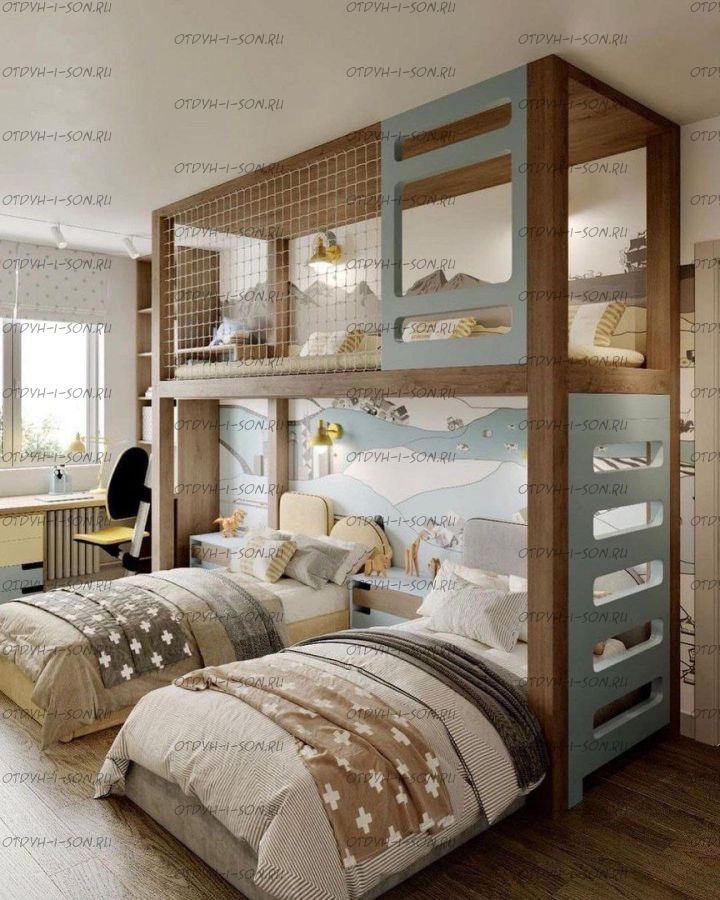 Кровать трехъярусная домик Sky №45