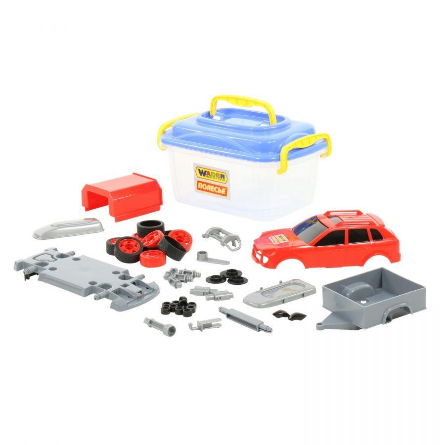 Конструктор "Автомобиль легковой с прицепом" (в контейнере)