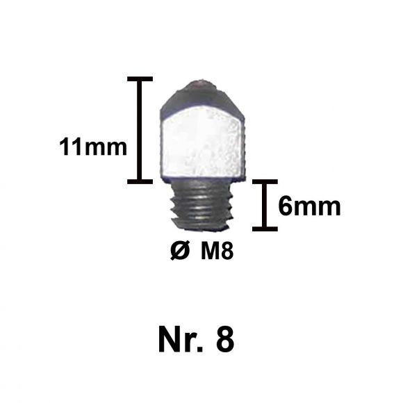 Шипы Tuna для подков. С победитовой вставкой, M8х6 11 мм