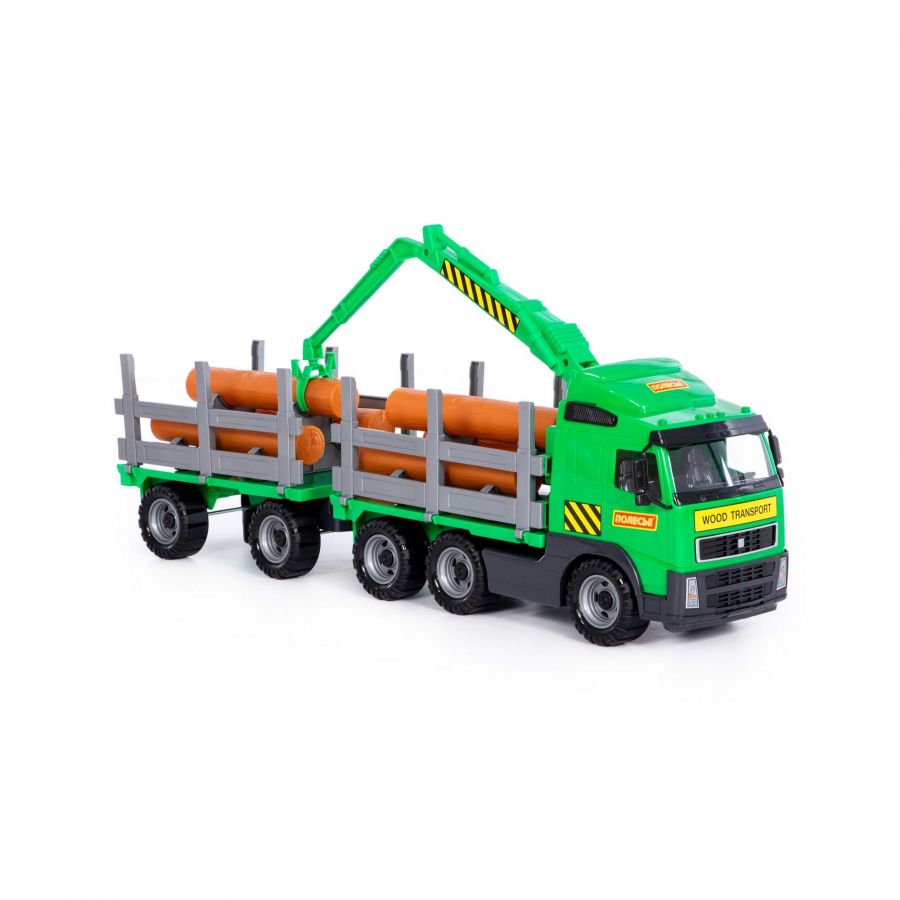 Автомобиль-лесовоз с прицепом (в сеточке)