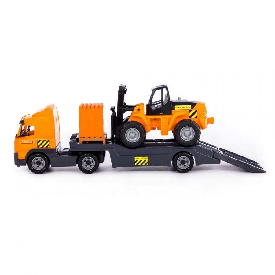 Автомобиль-трейлер + автокар + конструктор "Супер-Микс" - 30 элементов на поддоне (в лотке)