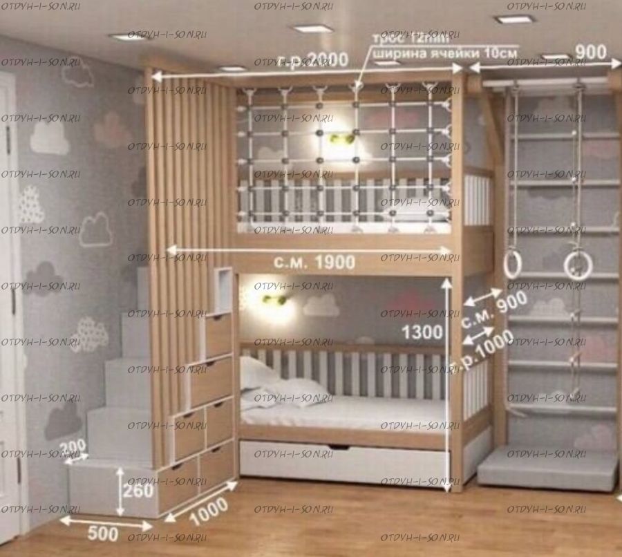 Кровать двухъярусная, Кровать-домик Sky №29