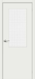 Межкомнатная Дверь Винил Bravo Браво-7 Super White / Wired Glass 12,5 700x2000, 800x2000, 900x2000мм (полотно) / Браво.