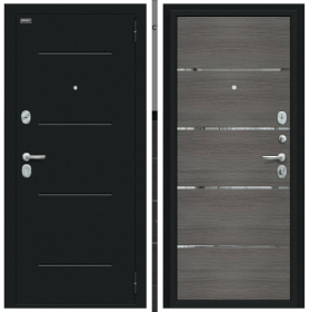 Входная Дверь Bravo Лайн Букле Черное/Grey Melinga 860x2050, 960x2050мм / Браво.
