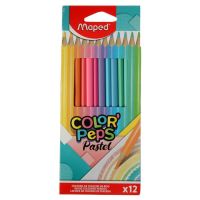 Карандаши 12 цветов Maped Color` Peps Pastel, треугольные, ударопрочные, картон, футляр