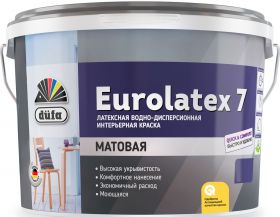 Краска для Стен и Потолков Dufa 2.5л Retail Eurolatex 7 Белая, Моющаяся, Матовая, Воднодисперсионная / Дюфа Евролатекс 7.