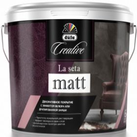 Декоративное Покрытие Dufa Creative La Seta Matt 1.2кг Серебристый с Эффектом Велюра и Драпированной Замши/ Дюфа Креатив Ла Сета Мат.