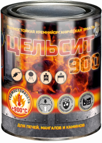 Эмаль Высокотемпературная Красковия Цельсит-900 0.5кг по Металлу, Черная, Матовая до +900°C.