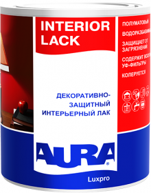 Лак Интерьерный Aura Luxpro Interior Lack 9л Полуматовый, Декоративно-Защитный, без Запаха / Аура Люкспро Интериор Лак.
