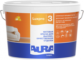 Краска для Стен и Потолков Aura Luxpro 3 9л Латексная, Матовая для Высококачественной Отделки / Аура.