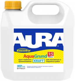 Грунт-Концентрат Глубокого Проникновения Aura Aqua Grund Kraft 1л Разбавление (1:5)  для Наружных и Внутренних Работ / Аура Аква Грунт Крафт.