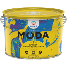 Краска для Стен и Потолков Eskaro Moda 7 0.9л Шелково-Матовая, Белая, Долговечная, Моющаяся.