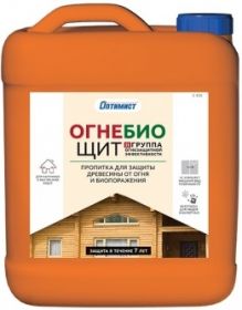 Пропитка Оптимист C403 Огне-Биощит 5л 2-я Группа Защиты, Бесцветный, для Защиты Древесины от Огня и Биопоражения, Наружных и Внутренних Работ.