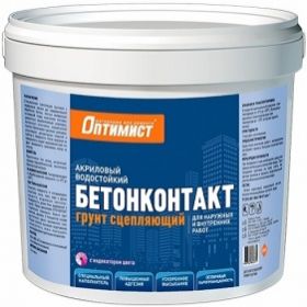 Грунтовка Бетонконтакт Оптимист G109 12кг с Индикатором, с Кварцевым Наполнителем, Сцепляющий для Наружных и Внутренних Работ.