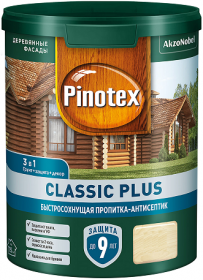 Пропитка-Антисептик Pinotex Classic Plus 3 в 1 2.5л Бесцветная для Защиты Древесины до 9 лет / Пинотекс Классик Плюс.