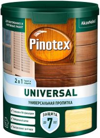 Пропитка Универсальная Pinotex Universal 2 в 1 0.9л Бесцветная Полуматовая на Водной Основе для Защиты Древесины до 7 Лет / Пинотекс Универсал.