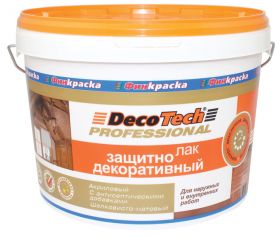 Лак Защитно-Декоративный Финкраска DecoTech 9л Акриловый, Универсальный, Шелковисто-Матовый для Внутренних и Наружных Работ / Декотек Профессионал.