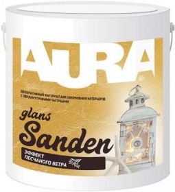 Декоративная Штукатурка Aura Sanden Glans Silver 2.5кг с Эффектом Песчаного Ветра с Перламутровыми Частицами.