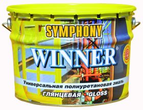 Эмаль Полиуретановая Финкраска Symphony WINNER 10л Белая, Шелковисто-Матовая, Универсальная, Износоустойчивая для Внутренних и Наружных Работ / Симфония Виннер.