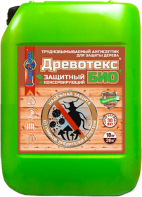 Антисептик Трудновымываемый Красковия Древотекс Био 10кг для Дерева, Фисташковый, Защитно-Консервирующий.