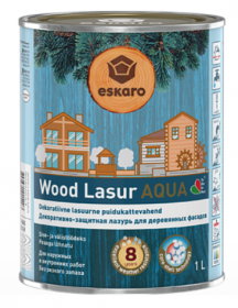 Декоративно-Защитная Лазурь для Древесины Eskaro Wood Lasur Aqua 2.5л Полупрозрачная / Эскаро.