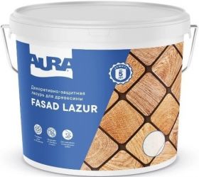 Декоративно-Защитная Лазурь для Древесины Aura Fasad Lazur 9л Дуб, Защищает от Плесени и Гнили / Аура.