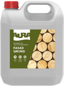 Грунт Биозащитный для Древесины Aura Fasad Grund 10л Бесцветный от Грибковых Заражений, Гнили, Плесени / Аура.