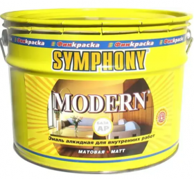 Эмаль Алкидная Финкраска Symphony Modern 3л Универсальная, Матовая, Белая для Внутренних Работ / Симфония.