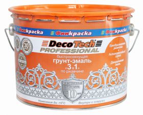 Эмаль по Ржавчине 3 в 1 Финкраска DecoTech 0.9кг RAL 8017 Шоколадно-Коричневая, Быстросохнущая для Внутренних и Наружных Работ / Декотек.