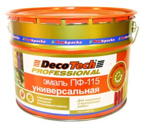 Эмаль ПФ-115 Финкраска DecoTech 2.8кг RAL 9005 Черная, Алкидная, Глянцевая для Внутренних и Наружных / Декотек.