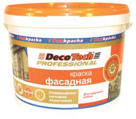 Краска Фасадная Финкраска DecoTech 10л Белая, Акриловая, Матовая, Латексная / Декотек Профессионал.