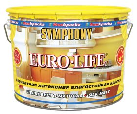 Краска Интерьерная Финкраска Symphony Euro-Life 10л Латексная, Шелковисто-Матовая, Белая, Влагостойкая / Симфония Евро Лайф.