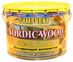 Лессирующий Антисептик Финкраска Symphony NORDIC WOOD 10л для Обработки Наружных Деревянных Поверхностей / Симфония Нордик Вуд.