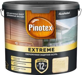 Лазурь для Дерева Pinotex Extreme 0.9л Прозрачная, Полуматовая, Cверхпрочная на Гибридной Основе для Наружных Работ / Пинотекс Экстрим.