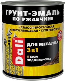 Грунт-Эмаль по Ржавчине 3 в 1 Dali 9л База С Гладкая, Полуглянцевая для Металлических Поверхностей / Дали