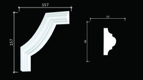 Декоративный Уголок 4шт Decor-Dizayn C1-DD002 Белая Лепнина Д157хВ40хТ19 / Декор Дизайн.*
