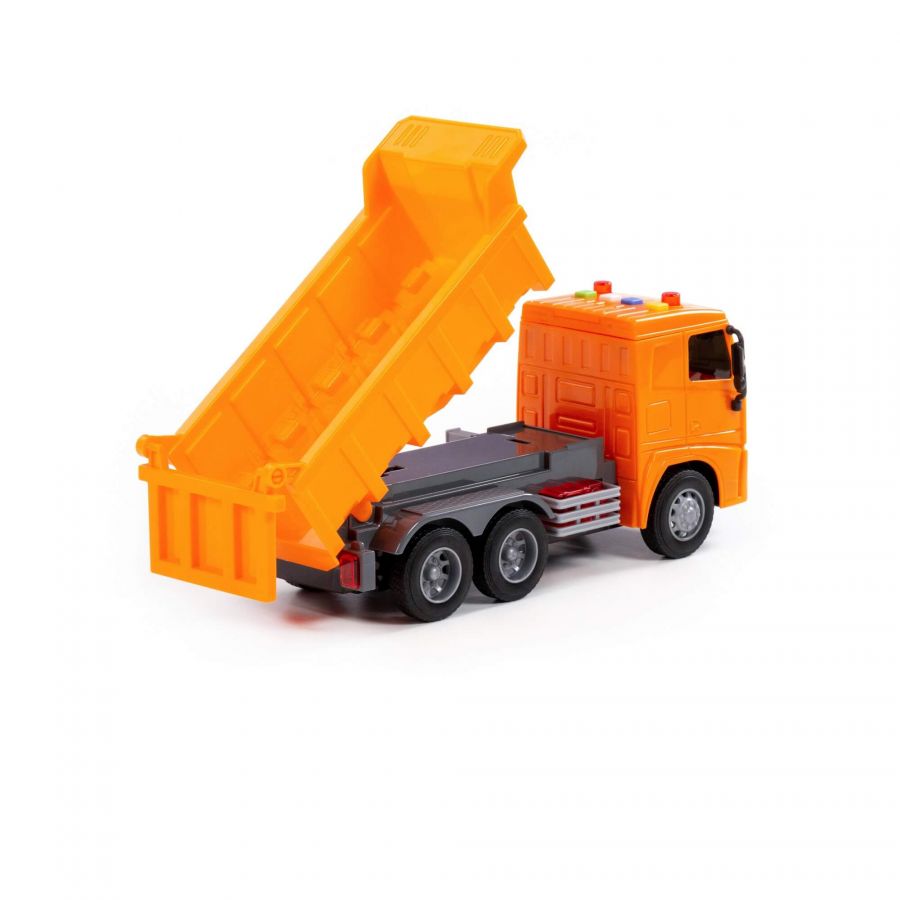 МАЗ, автомобиль-самосвал инерционный (со светом и звуком) (оранжевый) (в коробке)