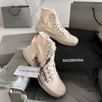 Текстильные высокие кеды Balenciaga PARIS бежевые