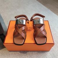 Сандалии HERMES Premium с замком коричневые