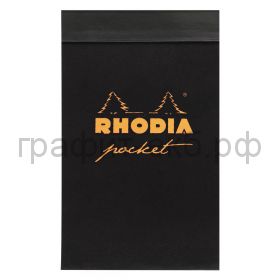 Блокнот 7,5х12 80л.кл.Clairefontaine Rhodia Pocket Pap черный 80г/м2 8229C