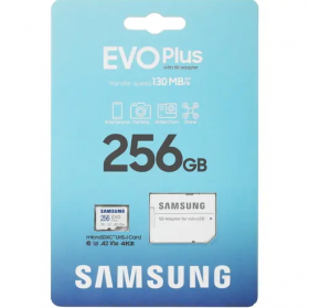 Карта памяти с адаптером Samsung EVO plus 256 Гб (130 МБ/с)