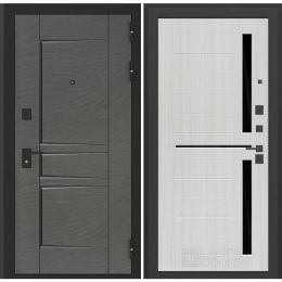 Дверь Входная Бункер BN-04 02 Сандал белый, стекло черное