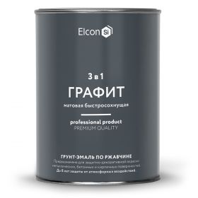 Грунт-Эмаль по Ржавчине Elcon 3 в 1 0.8кг Быстросохнущая, Атмосферостойкая, Графит / Элкон 3 в 1.