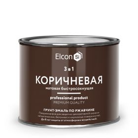 Грунт-Эмаль по Ржавчине Elcon 3 в 1 0.4кг Быстросохнущая, Атмосферостойкая, Коричневый / Элкон 3 в 1.