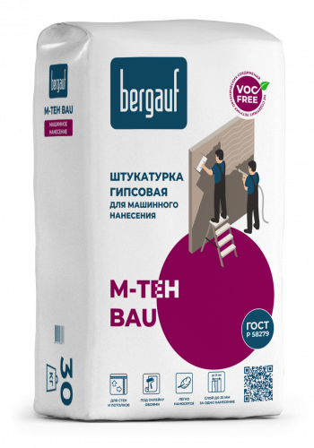 Штукатурка Гипсовая Для Машинного Нанесения Bergauf, M-Tex Bau