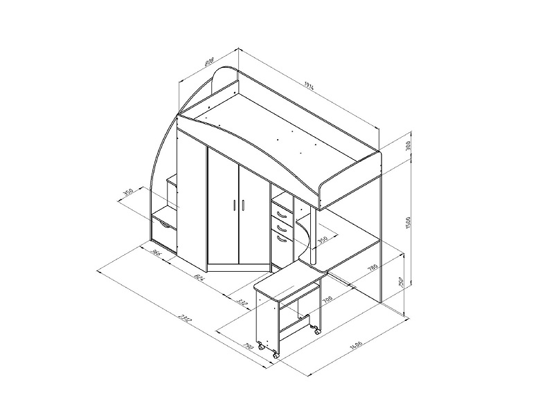 Кровать-чердак Теремок