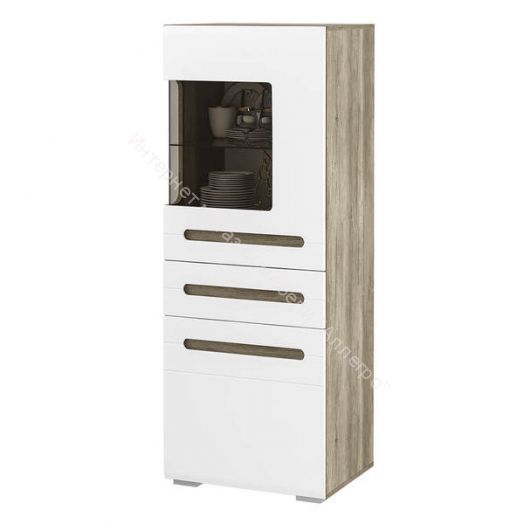 Шкаф со стеклом "Наоми" ШК-24 (Дуб каньон/Белый глянец)